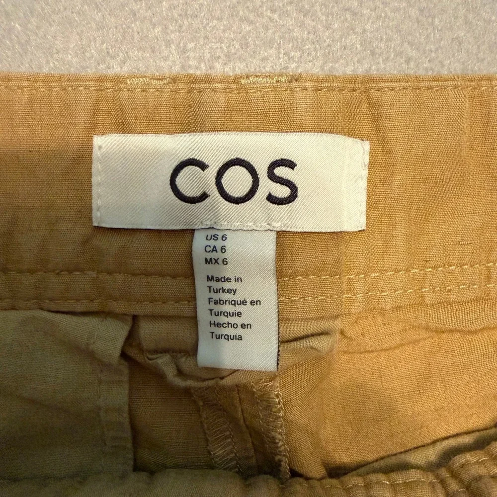 COS Pleated High Waist Wide Leg Trousers Mustard Yellow Women Size 6
